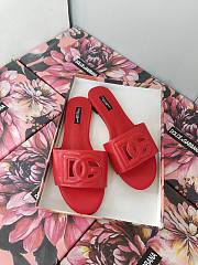 Fortok Dolce & Gabbana Red Leather Cut Out Flat Slides - 5