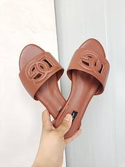 Fortok Dolce & Gabbana Brown Leather Cut Out Flat Slides - 4