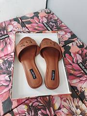 Fortok Dolce & Gabbana Brown Leather Cut Out Flat Slides - 6