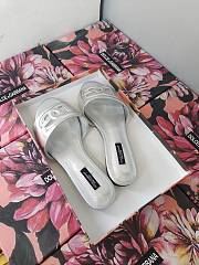 Fortok Dolce & Gabbana Silver Leather Cut Out Flat Slides - 3