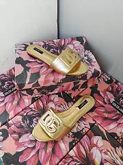 Fortok Dolce & Gabbana Gold Leather Cut Out Flat Slides - 3