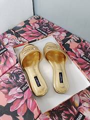 Fortok Dolce & Gabbana Gold Leather Cut Out Flat Slides - 2