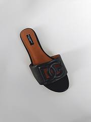Fortok Dolce & Gabbana Black Leather Cut Out Flat Slides - 6