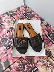 Fortok Dolce & Gabbana Black Leather Cut Out Flat Slides - 4