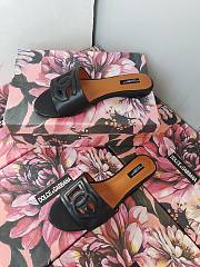Fortok Dolce & Gabbana Black Leather Cut Out Flat Slides - 3