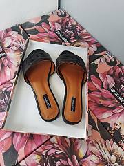 Fortok Dolce & Gabbana Black Leather Cut Out Flat Slides - 2