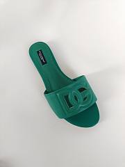 Fortok Dolce & Gabbana Green Leather Cut Out Flat Slides - 6