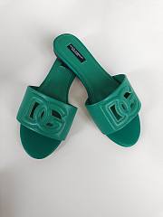 Fortok Dolce & Gabbana Green Leather Cut Out Flat Slides - 5