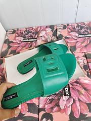 Fortok Dolce & Gabbana Green Leather Cut Out Flat Slides - 4