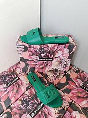 Fortok Dolce & Gabbana Green Leather Cut Out Flat Slides - 3