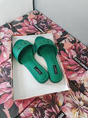 Fortok Dolce & Gabbana Green Leather Cut Out Flat Slides - 2