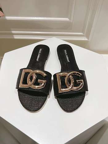 Fortok Dolce & Gabbana DG Buckle Hollow Slippers Black