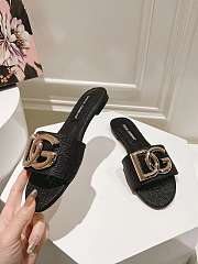 Fortok Dolce & Gabbana DG Buckle Hollow Slippers Black - 5