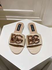 Fortok Dolce & Gabbana DG Buckle Hollow Slippers Beige - 1
