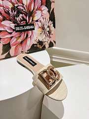 Fortok Dolce & Gabbana DG Buckle Hollow Slippers Beige - 6
