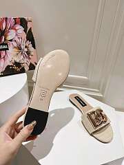 Fortok Dolce & Gabbana DG Buckle Hollow Slippers Beige - 5