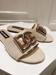 Fortok Dolce & Gabbana DG Buckle Hollow Slippers Beige - 4
