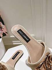 Fortok Dolce & Gabbana DG Buckle Hollow Slippers Beige - 3