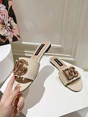 Fortok Dolce & Gabbana DG Buckle Hollow Slippers Beige - 2