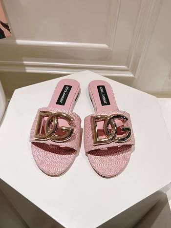 Fortok Dolce & Gabbana DG Buckle Hollow Slippers Pink