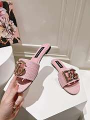 Fortok Dolce & Gabbana DG Buckle Hollow Slippers Pink - 6