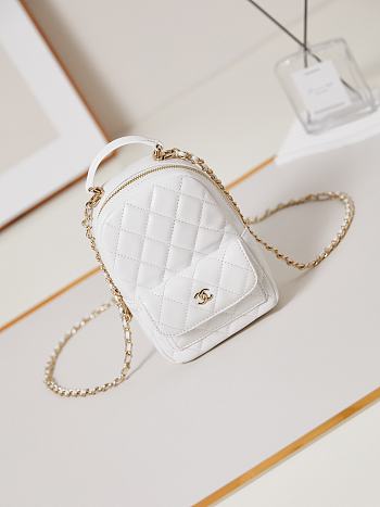 Fortok Chanel Classic Mini Backpack Lambskin & Gold-Tone Metal White 18x13x9cm