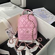 Fortok Chanel Classic Mini Backpack Lambskin & Gold-Tone Metal Pink 18x13x9cm - 1