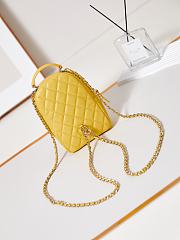 Fortok Chanel Classic Mini Backpack Lambskin & Gold-Tone Metal Yellow 18x13x9cm - 4