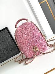 Fortok Chanel 24P Pink Tweed Small Backpack 13x18x9cm - 5