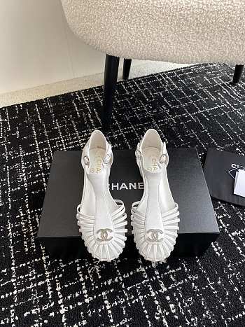 Fortok Chanel 24SS Hollow Roman Sandals White