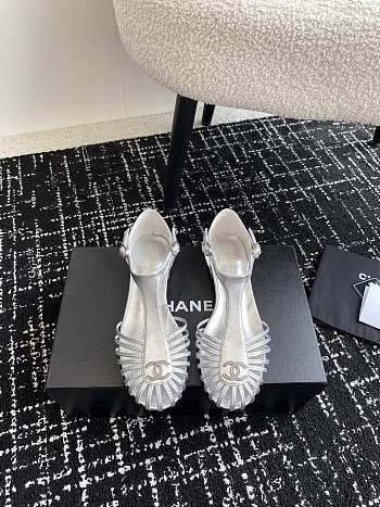 Fortok Chanel 24SS Hollow Roman Sandals Silver