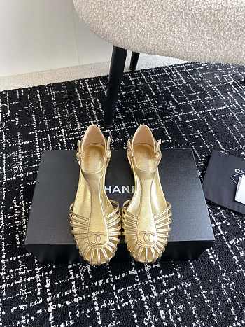 Fortok Chanel 24SS Hollow Roman Sandals Gold