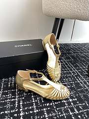 Fortok Chanel 24SS Hollow Roman Sandals Gold - 3