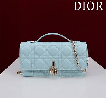 Fortok Dior Miss Dior Bag Blue Cannage Lambskin 0980 21x11.5x4.5cm