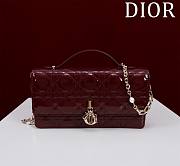 Fortok Dior Miss Dior Bag Burgundy Cannage Patent Leather 0980 21x11.5x4.5cm - 1
