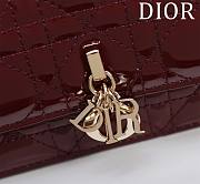 Fortok Dior Miss Dior Bag Burgundy Cannage Patent Leather 0980 21x11.5x4.5cm - 5