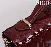 Fortok Dior Miss Dior Bag Burgundy Cannage Patent Leather 0980 21x11.5x4.5cm - 3