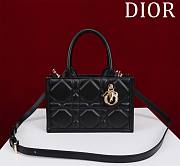 Fortok Dior Cannage Pattern Tote Bag in Black with Shoulder Strap 22x13x7.5cm - 1