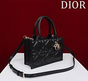 Fortok Dior Cannage Pattern Tote Bag in Black with Shoulder Strap 22x13x7.5cm - 5