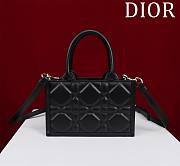 Fortok Dior Cannage Pattern Tote Bag in Black with Shoulder Strap 22x13x7.5cm - 3