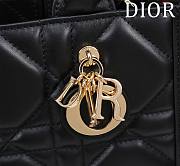 Fortok Dior Cannage Pattern Tote Bag in Black with Shoulder Strap 22x13x7.5cm - 2