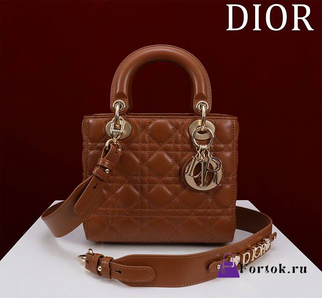 Fortok Dior Lady Small My ABCDior Bag Calfskin Cannage Tan M0538 20x16x8cm - 1