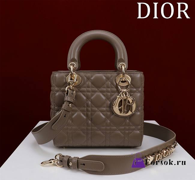 Fortok Dior Lady Small My ABCDior Bag Calfskin Cannage Taupe M0538 20x16x8cm - 1