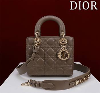 Fortok Dior Lady Small My ABCDior Bag Calfskin Cannage Taupe M0538 20x16x8cm