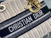 Fortok Dior Lady Bag Dark Blue Natural Wicker Cornflower Oblique Jacquard 24cm - 3