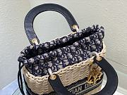 Fortok Dior Lady Bag Dark Blue Natural Wicker Cornflower Oblique Jacquard 24cm - 2