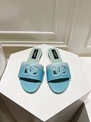 Fortok Dolce & Gabbana DG Buckle Hollow Slippers Light Blue Ombré-print Calfskin - 1