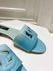 Fortok Dolce & Gabbana DG Buckle Hollow Slippers Light Blue Ombré-print Calfskin - 2