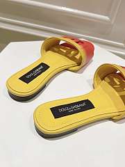 Fortok Dolce & Gabbana DG Buckle Hollow Slippers Yellow Ombré-print Calfskin - 4