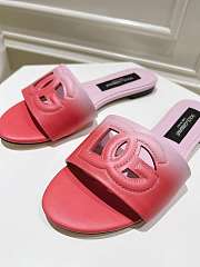 Fortok Dolce & Gabbana DG Buckle Hollow Slippers Pink Ombré-print Calfskin - 3